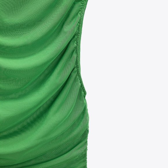 BNWT ZARA WOMAN DRAPED TULLE TOP GREEN / GRASS - REF. 0085/351 SMALL - Picture 5 of 5